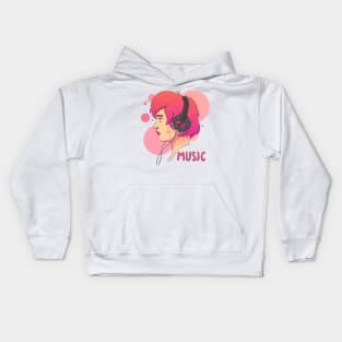 Girl with headphones Kids Hoodie